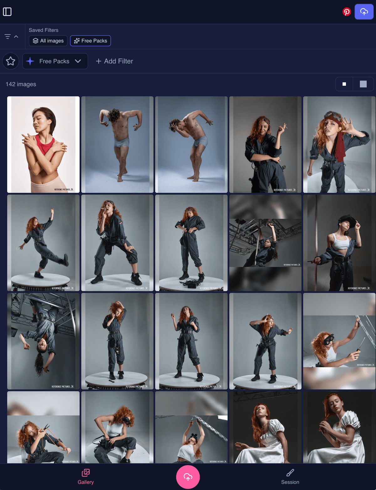 Gesture Drawing Studio reference gallery on mobile